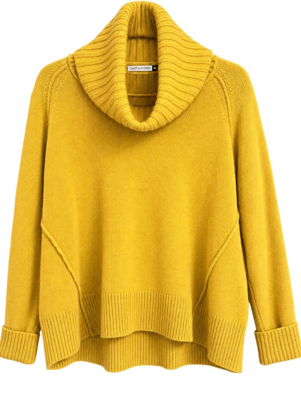 Zaket & Plover Merino Wool Blend Cowl Neck Sweater Mustard M